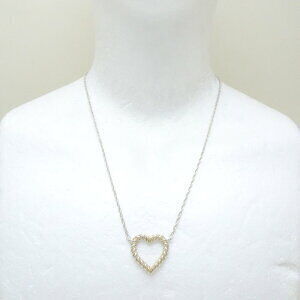 TIFFANY Co Twisted Heart Necklace Sterling Silver Yellow Gold